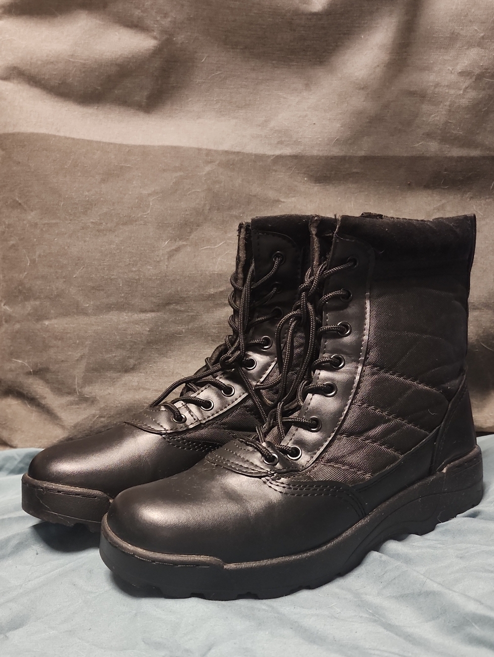 Black Men's Tactical Lace-Up Boots